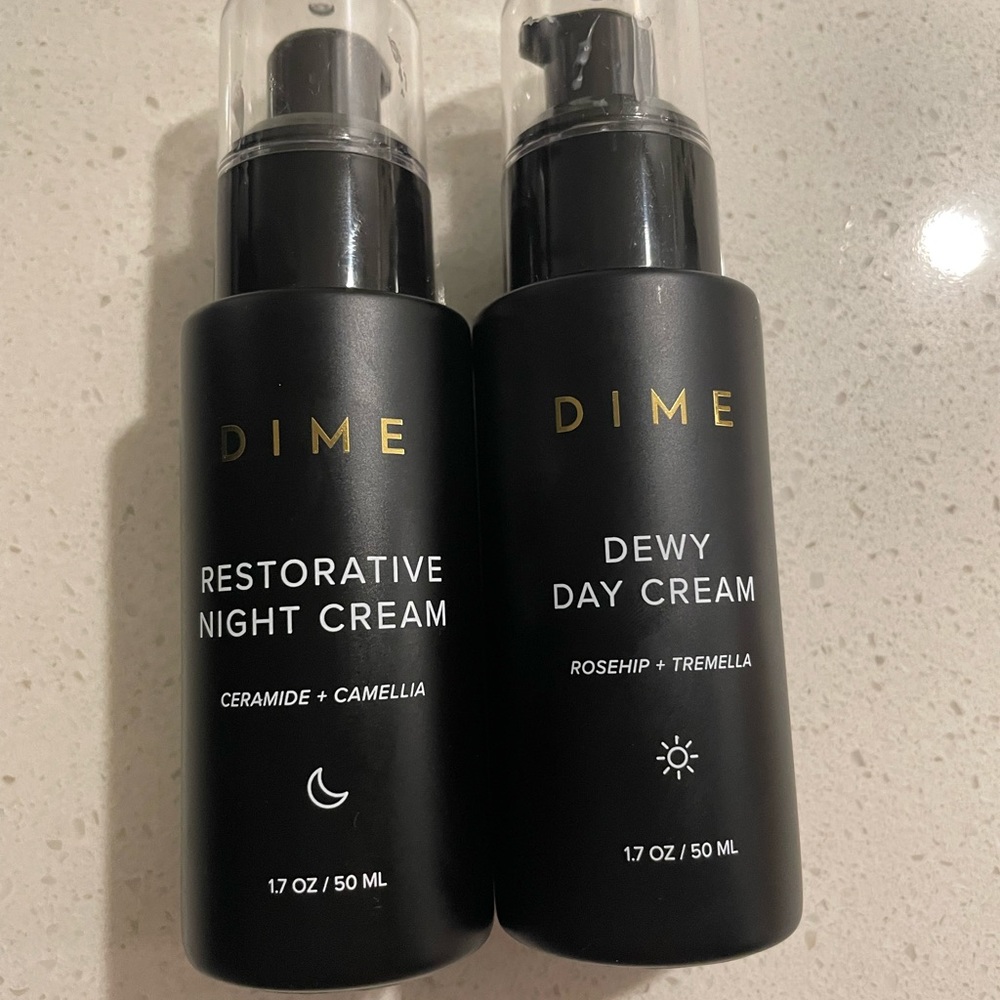 DIME DAY AND NIGHT CRÈME.  RESTORATIVE NIGHT CREAM. DEWY DAY CREAM.